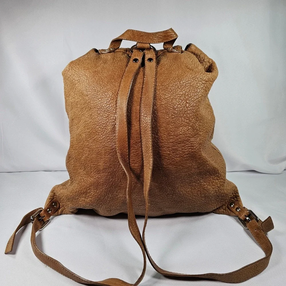 Gianni Notaro Genuine‎ Leather Distressed Brown Backpack Made in Italy Buckle
